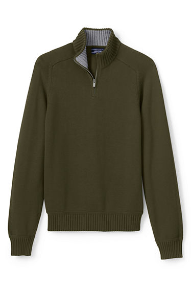 Men's Cotton Drifter Jersey Quarter-Zip Sweater from Lands' End